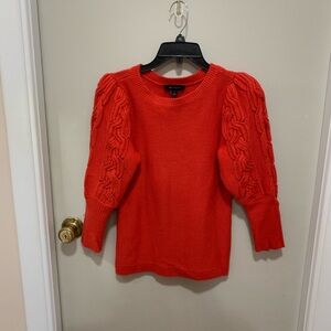 Ann Taylor Vibrant Red Puff Sleeve Sweater